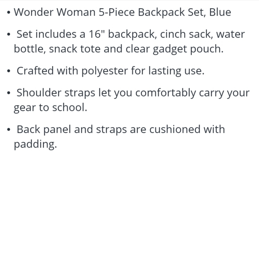 🆕Wonder Woman 5-Piece Backpack Set - Picture 8 of 10